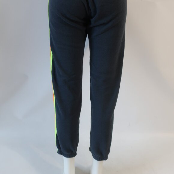 Women Aviator Nation Black Rainbow Neon 5-Striped Jogger Sweatpants M - Picture 10 of 13